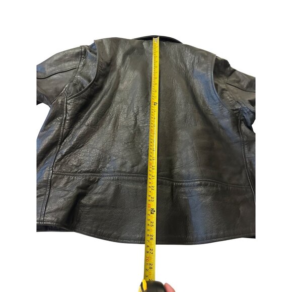 VTG Blk Leather Motorcycle Jacket  Lg?  Zippers Biker Goth Punk 90s Grunge Read - Picture 14 of 16